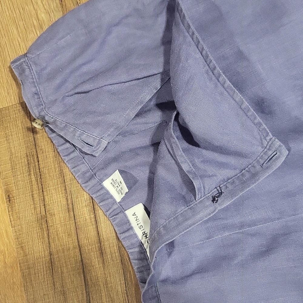 MARISA CHRISTINA Periwinkle Blue Linen Lagenlook 2 Piece Shirt/Jacket & Pants - Picture 12 of 17
